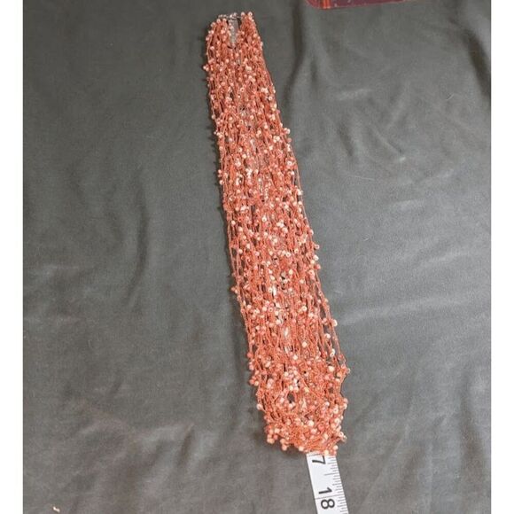 VTG Multi-Strand Crochet Pink Ladder Yarn and Pink Bead Statement chocker - Picture 3 of 3